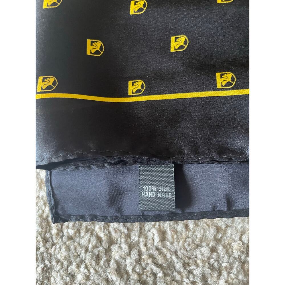 Black Silk Scarf with Yellow flowers and boarder 53x12 Classic Goth Cottagecore - Picture 6 of 7